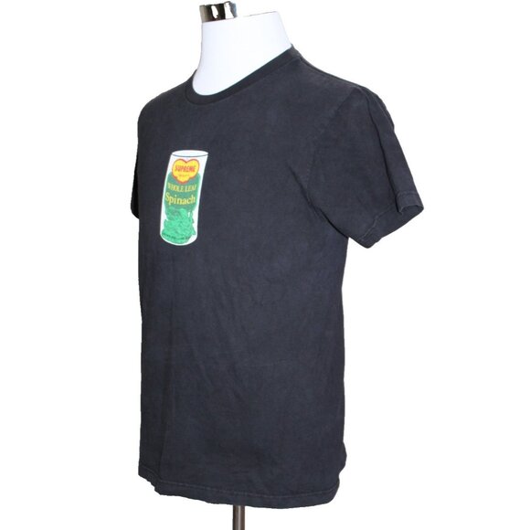SUPREME Spinach Can Skate Shirt Black Tee Grow a Pair OG Cotton USA Size Medium - Picture 1 of 9
